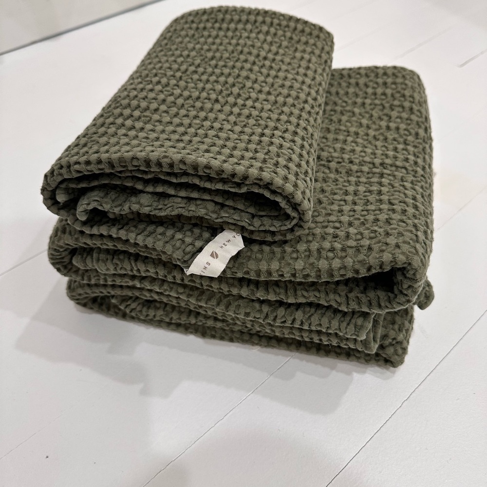 Olive Green Textured Towels